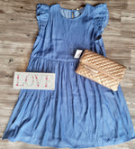 Ruffle Sleeve Straight Dress