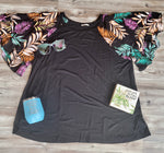 Floral Sleeve Black Short Sleeve Top