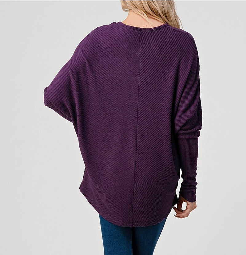 V Neck Long Sleeve Boxy Top