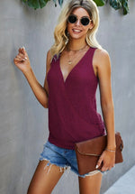 Deep V Neck Sleeveless Knit Top