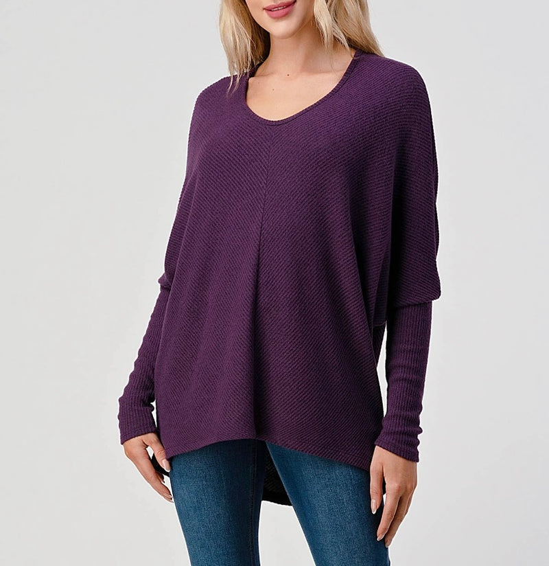 V Neck Long Sleeve Boxy Top