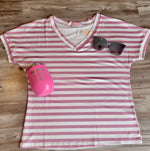 Classic Striped Print Short Sleeve Top