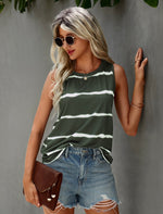 Round Neck Sleeveless Striped Top