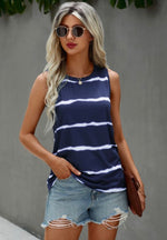 Round Neck Sleeveless Striped Top